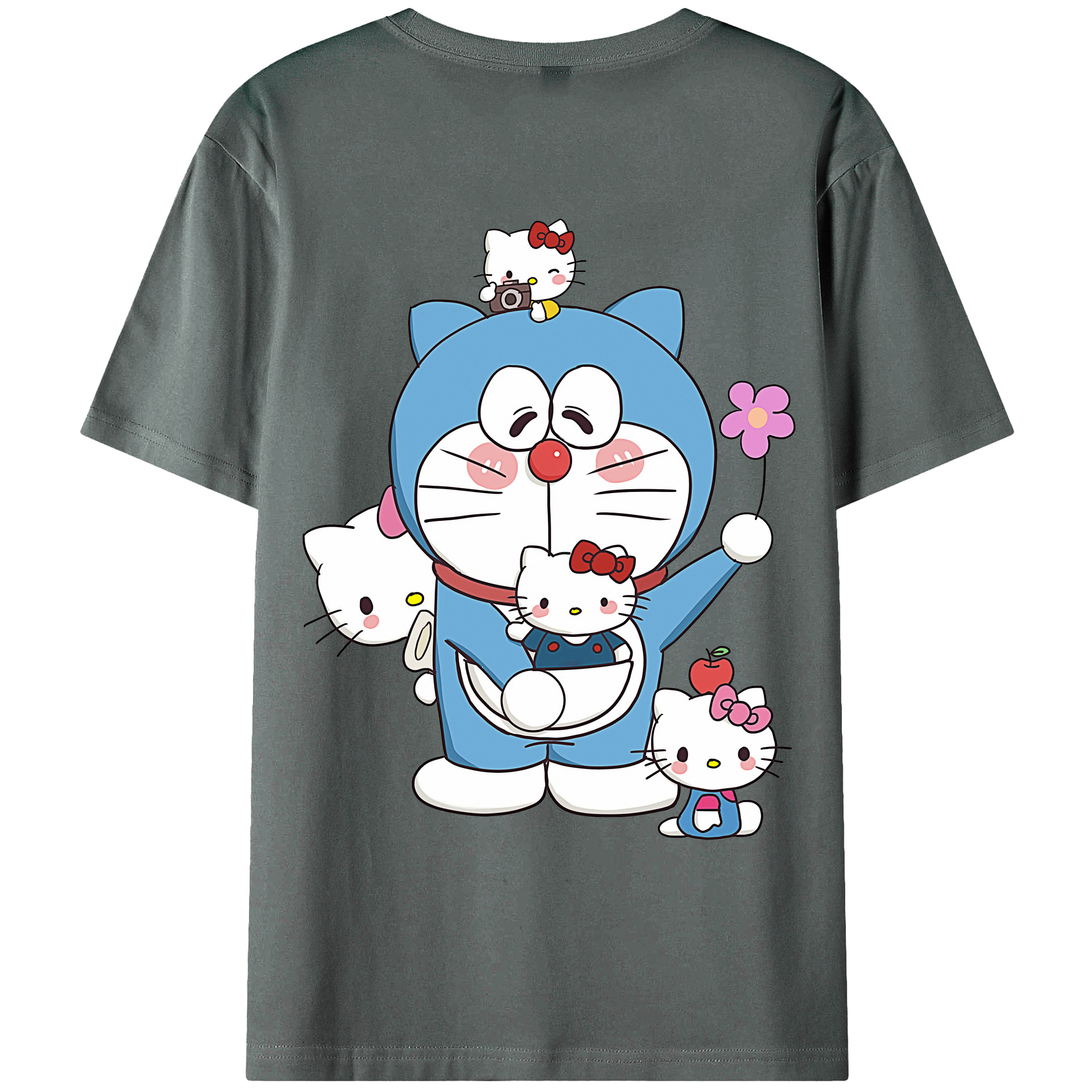 （画像用） ドラえもん Doraemon 綿100％ メンズ半袖Tシャツ（バックプリント） 通気性